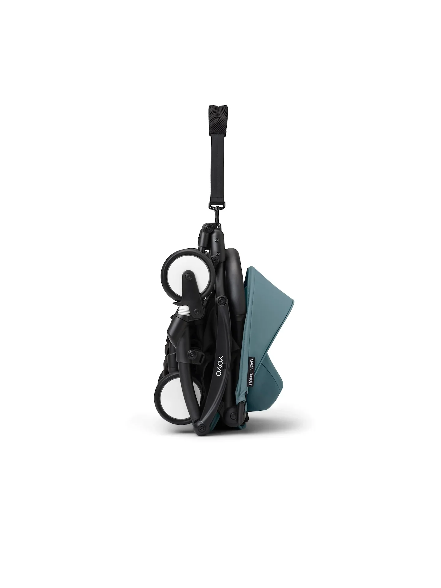 Stokke® YOYO³ Stroller - Compact Stroller Newborn Shell to Toddler Black/Aqua - Image 10
