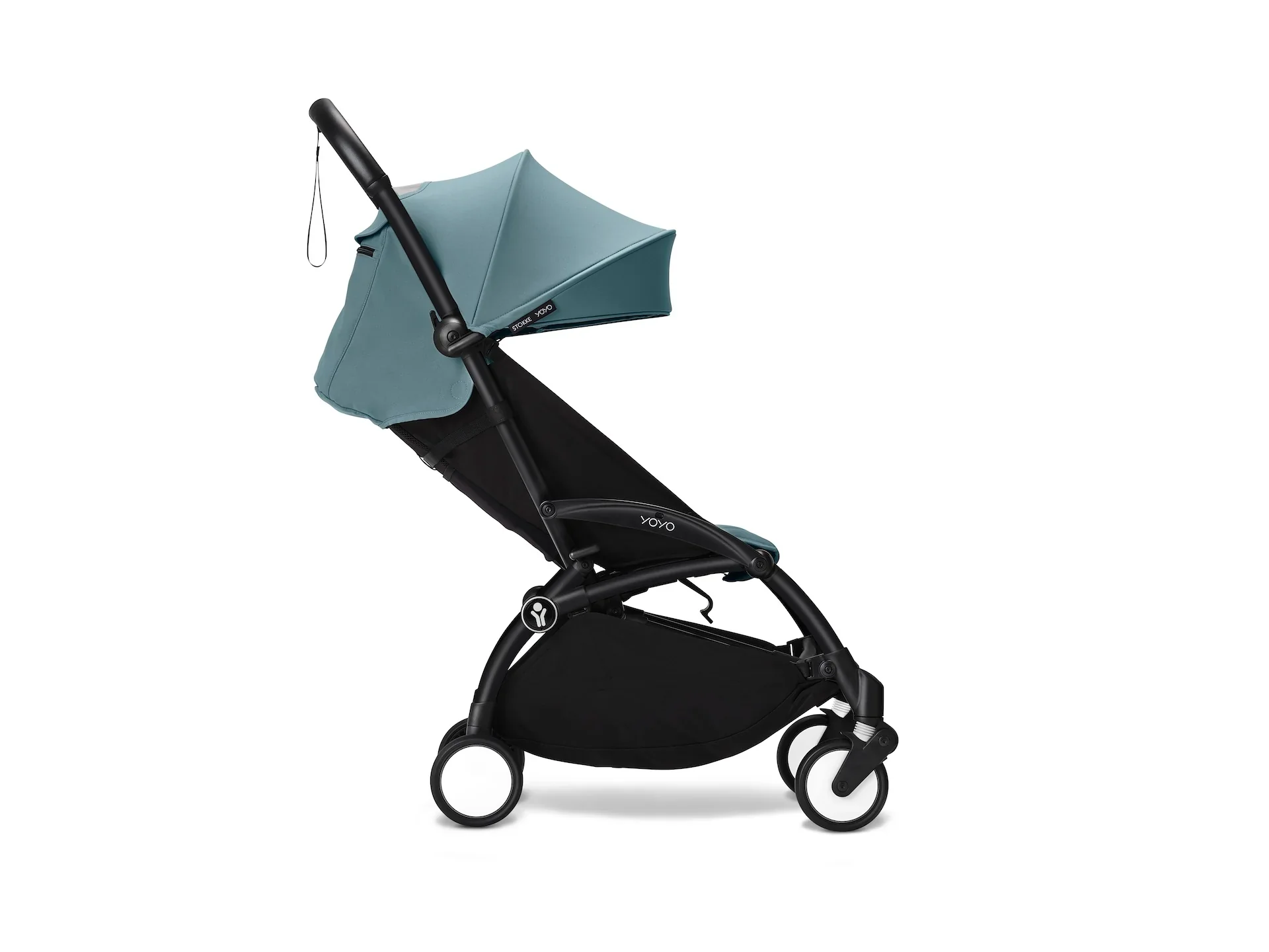 Stokke® YOYO³ Stroller - Compact Stroller Newborn Shell to Toddler Black/Aqua - Image 8