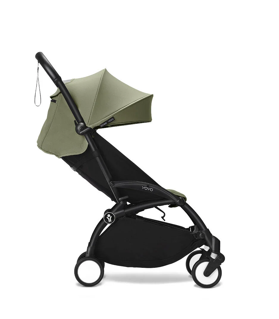 Stokke® YOYO³ Stroller - Compact Stroller Newborn Shell to Toddler Black/Olive - Image 9