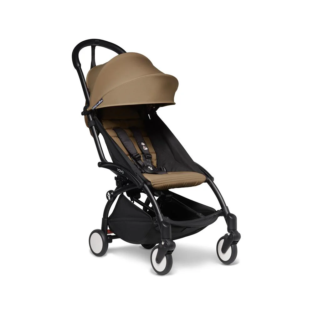 Stokke® YOYO³ Stroller - Compact Stroller Newborn Shell to Toddler Black/Toffee - Image 9