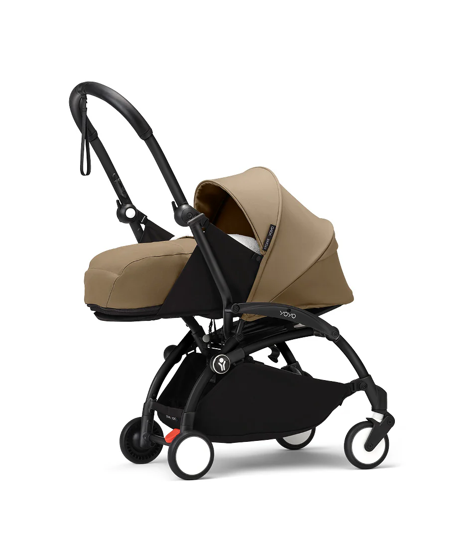 Stokke® YOYO³ stroller with newborn to toddler Black/Toffee - Image 4