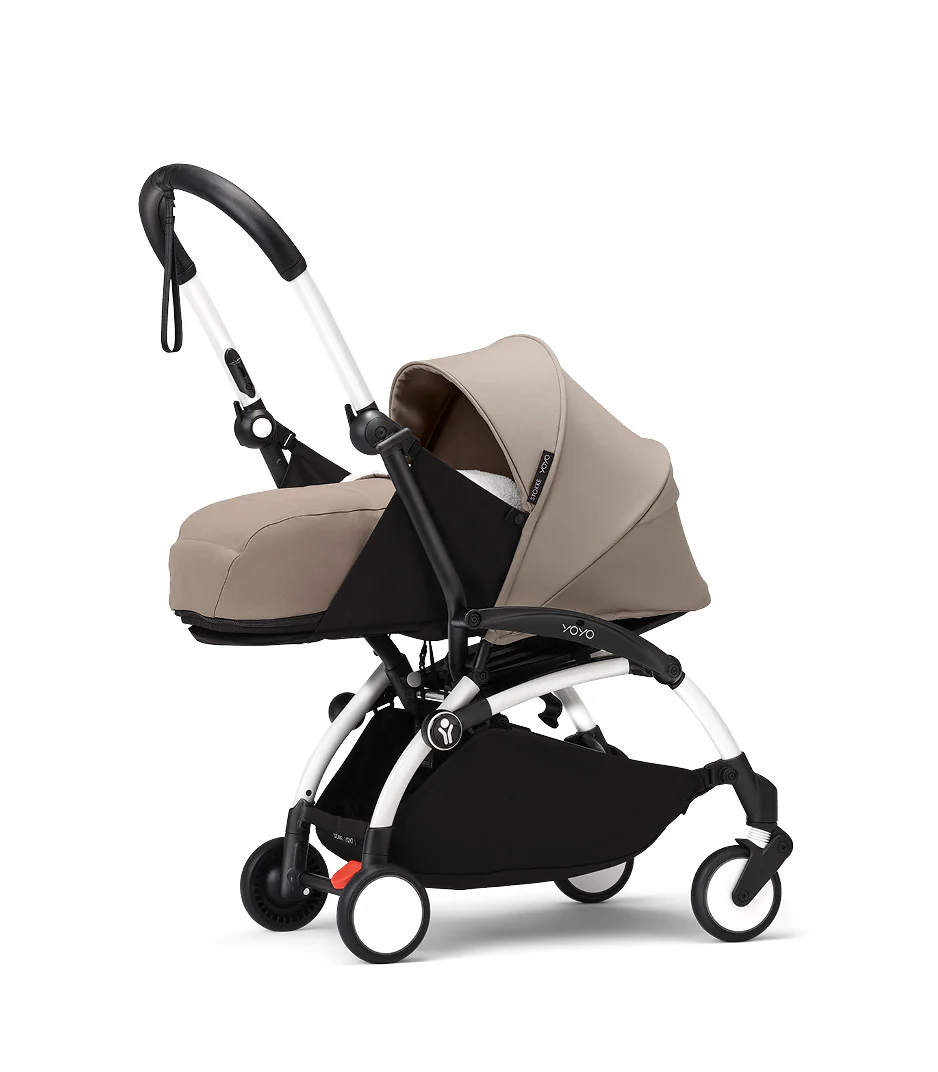 Stokke® YOYO³ stroller with newborn to toddler White/Taupe - Image 3