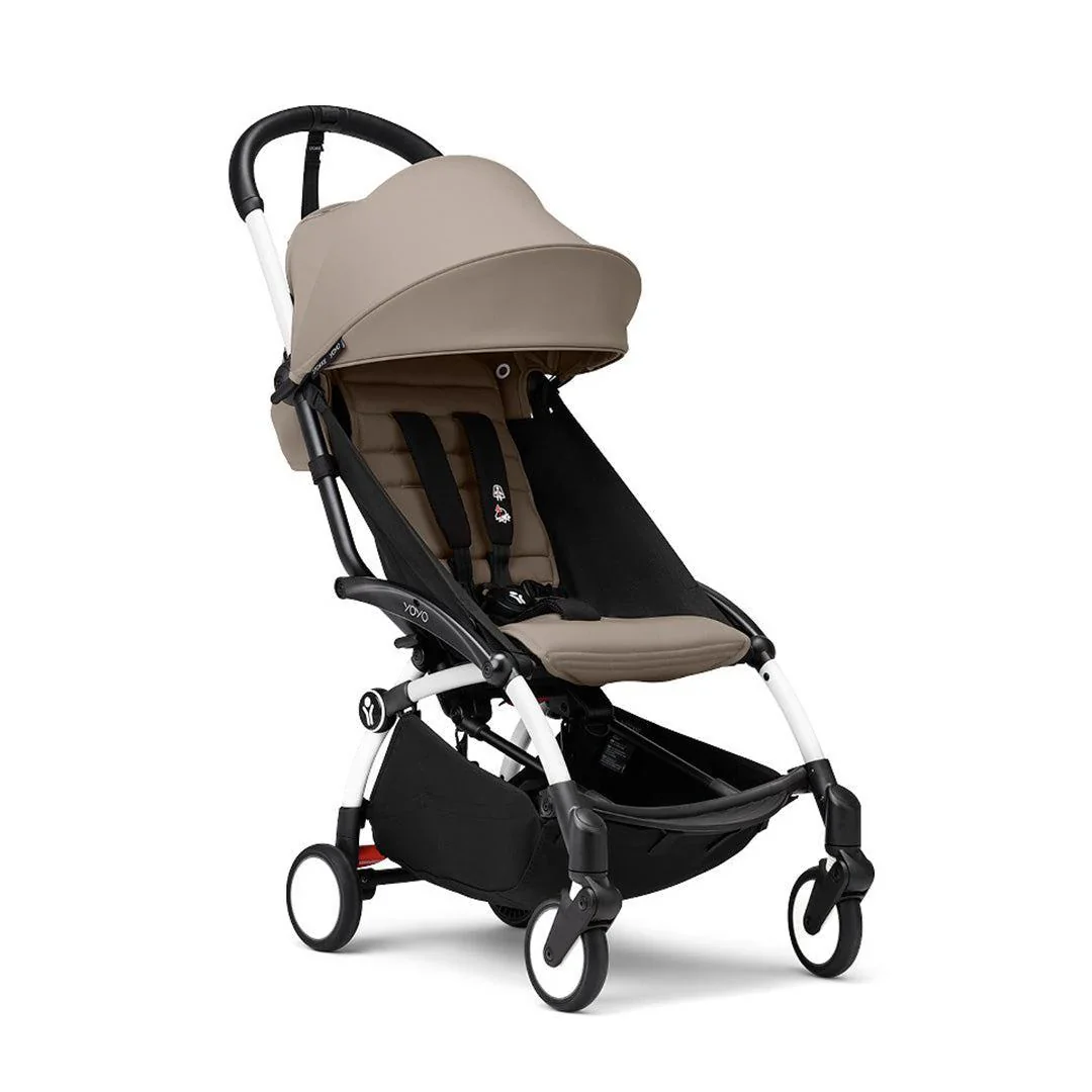 Stokke® YOYO³ stroller with newborn to toddler White/Taupe - Image 8
