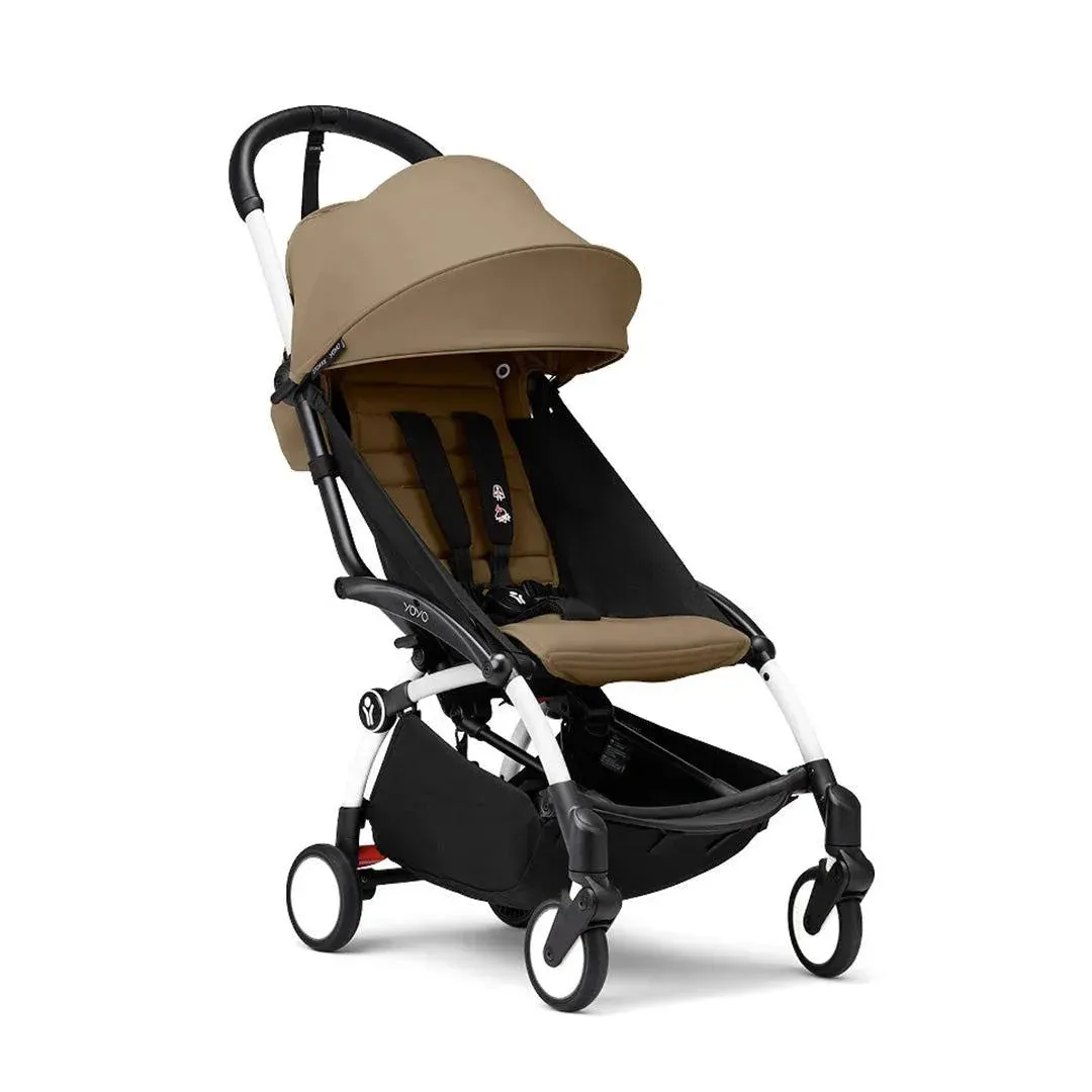 Stokke® YOYO³ stroller with newborn to toddler White/Toffee - Image 7