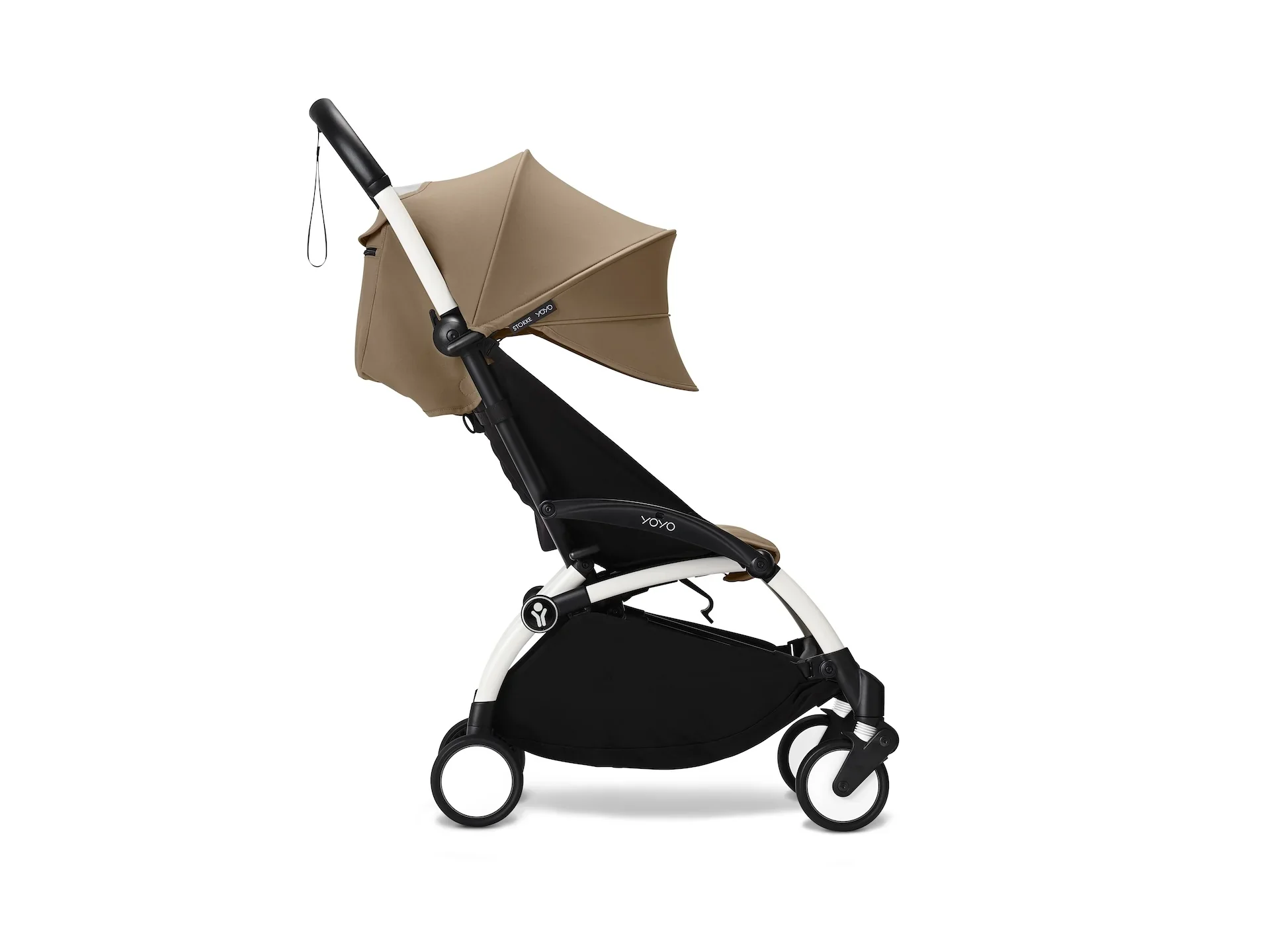 Stokke® YOYO³ stroller with newborn to toddler White/Toffee - Image 8